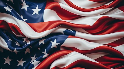 American flag featuring black and white stars billowing in the breeze with patriotic elegance
