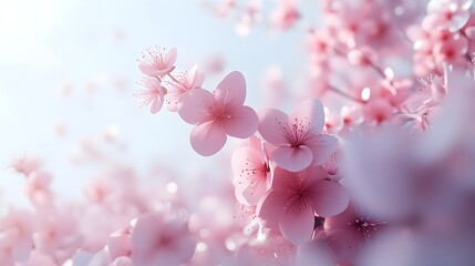 Naklejka premium Delicate Sakura Blossoms Framed in Pristine White Beauty