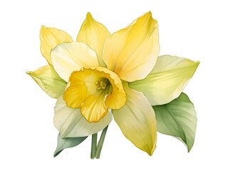 Fototapeta premium Daffodil Watercolor Flower Plant Nature Art 