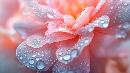 Fototapeta premium Delicate Pastel Flower Petals Adorned with Sparkling Water Droplets