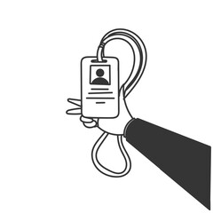 hand drawing business woman with employee id card illustration doodle