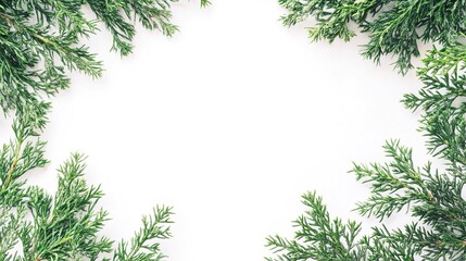 Juniper Wedding Invitation on a White Background, Featuring Elegant Juniper Branches with a Designated Area for Custom Text. Perfect for a Nature-Inspired and Sophisticated Wedding Announcement.