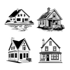 Buildings and Infrastructure, vector illustration about black and white icons of buildings and infrastructure