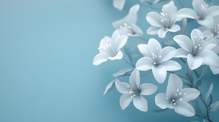 Minimalist Arrangement of White Flowers Invites Contemplation and Peace in 3D Rendering
