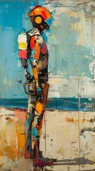 Abstract Robot on Beach.