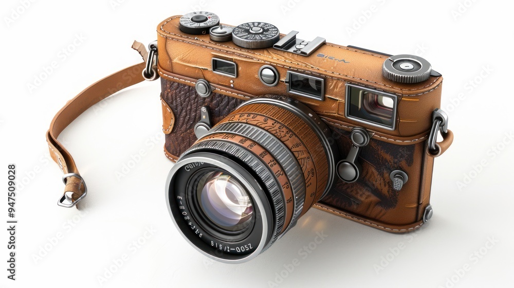 Poster vintage leather camera