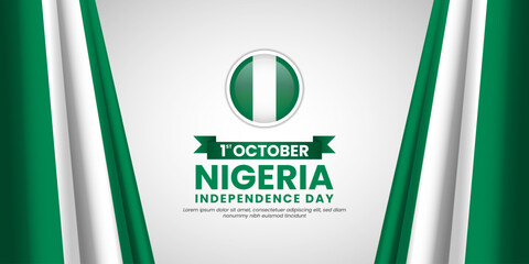Nigeria independence day banner background design template with waving flag