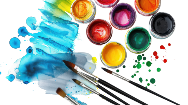 Palette of colors brush isolated on white background