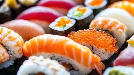 Close-Up of Colorful Sushi Rolls