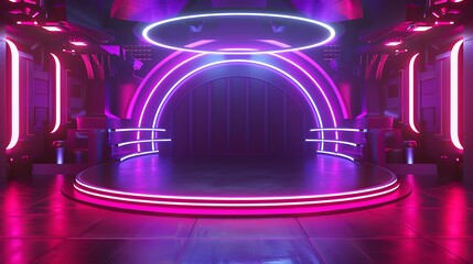 Obraz premium Futuristic Tunnel with Bright Lights