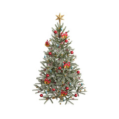 Christmas tree with decorations, isolate on a transparent background, 3d illustration, cg render

