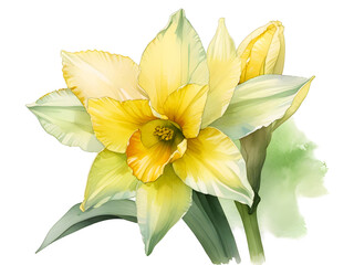 Fototapeta premium Daffodil Watercolor Flower Plant Nature Art 