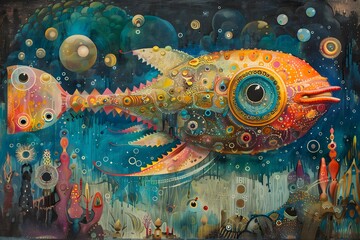 Surreal Fish in a Dreamlike Underwater World.