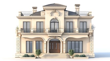 Fototapeta premium Modern House on White Background