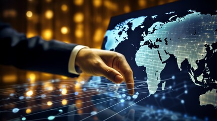 business person holding a globe