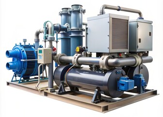 The water-cooled pump and chiller system efficiently circulates coolant through tubes and radiators, maintaining optimal performance and temperature for equipment and machinery.