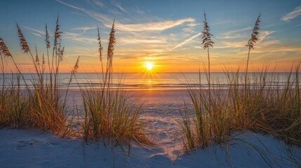 Golden Sunset Over the Beach