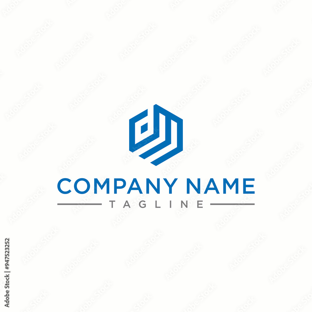 Wall mural dm letter logo in the form of hexagons and cube logos with letter designs for corporate identity