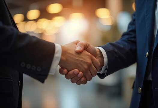 Business handshake sealing a corporate deal, hiring best job candidate