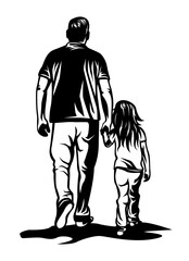 Father & Daughter | Dad Life | Family Bond | Parenting | Like Father Like Daughter | Daddy's Girl | Father's Day | Family Love | Original Illustration | Vector and Clipart | Cutfile and Stencil