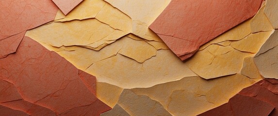 Abstract Texture of Cracked and Folded Paper in Orange and Yellow Hues