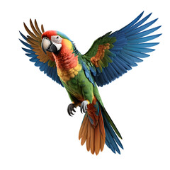Fototapeta premium Fantasy parrot with open wings on transparent background