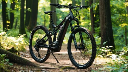 Fototapeta premium Electric Mountain Bike in Forest Trail