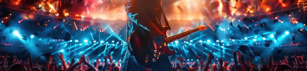 Rock Concert with Electric Guitar and Crowd