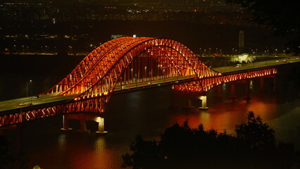 Obraz premium city harbour bridge at night