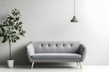 Modern grey sofa isolated on white background