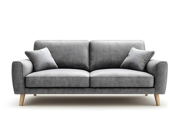 Fototapeta premium Modern grey sofa isolated on white background