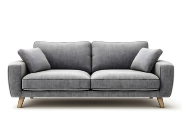 Modern grey sofa isolated on white background