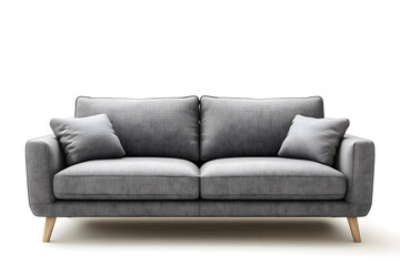 Modern grey sofa isolated on white background