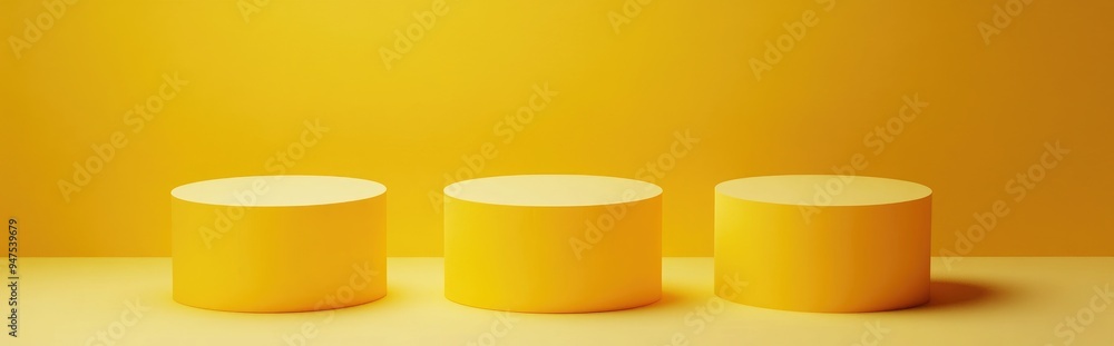 Aufkleber Yellow podium design for first second and third places 3D rendering
