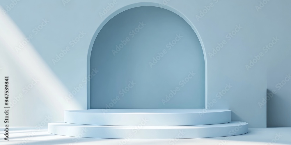 Aufkleber minimalist 3d illustration featuring an abstract podium stage designed for product display