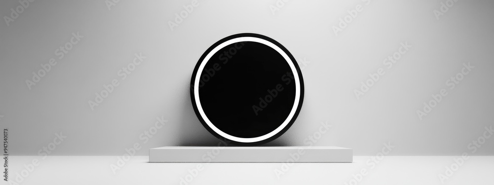 Poster black and white circular display on a light background 3d rendered image