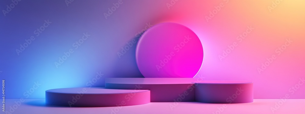 Aufkleber Abstract mock up scene featuring geometric podium shapes for product display presentation and advertising 3D rendering
