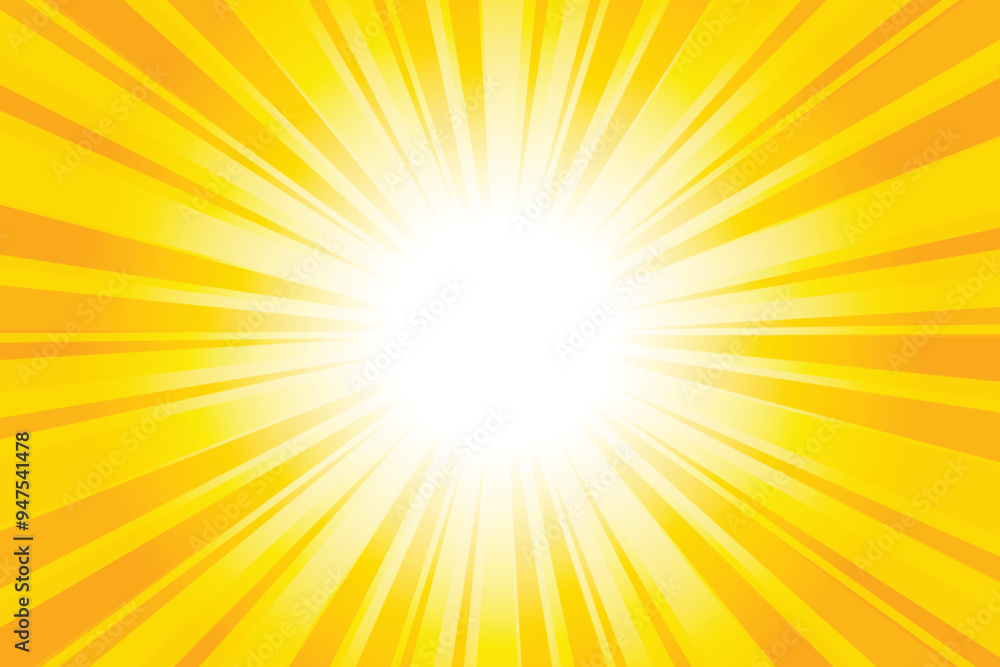 Poster abstract amber yellow sun rays background. yellow sunburst background with glowing light rays. brigh