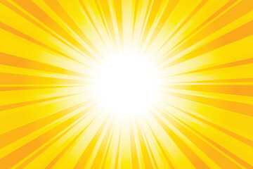 Obraz premium Abstract amber yellow sun rays background. Yellow sunburst background with glowing light rays. Bright rays background for summer themes, energy concepts and vibrant designs.
