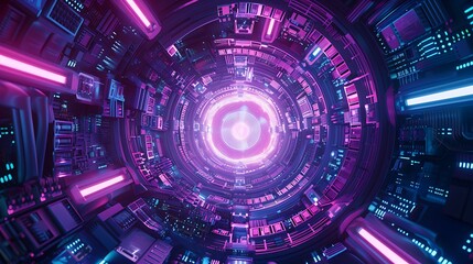 Obraz premium Neon Purple Circle Portal