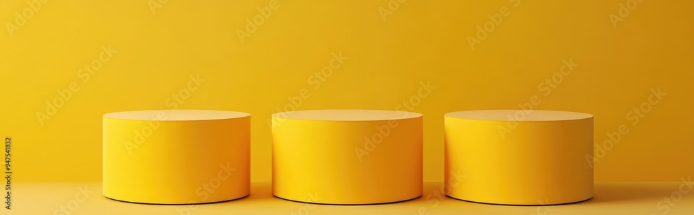 Poster yellow podium design for first second and third places 3d rendering