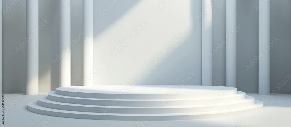 Aufkleber a 3d illustration of a blank template layout for a white empty stage intended for music theater conc