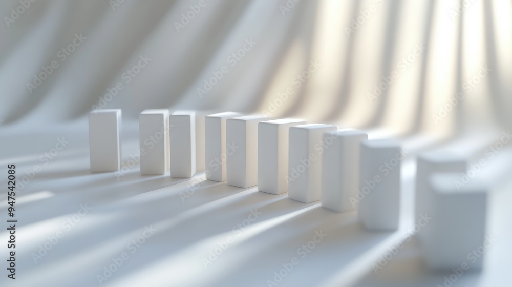 Aufkleber Chic abstract design featuring a domino effect against a white and light glossy backdrop 3D visualization mock up