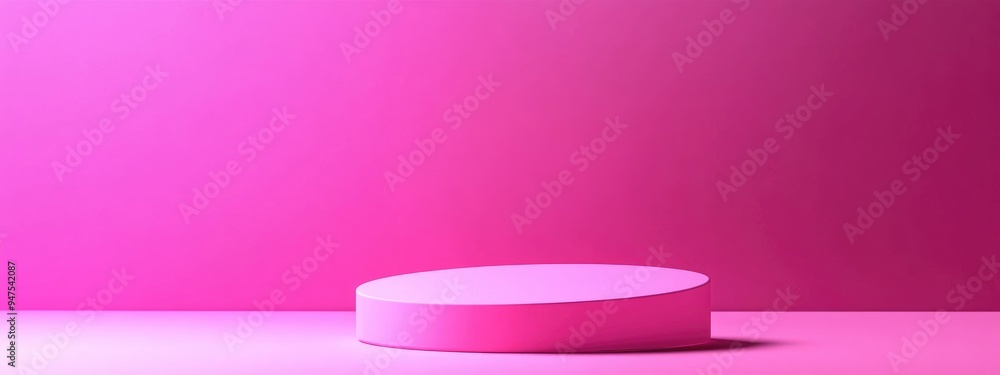 Poster minimalist pink cylinder podium on a pink background ideal for product showcasing 3d rendering
