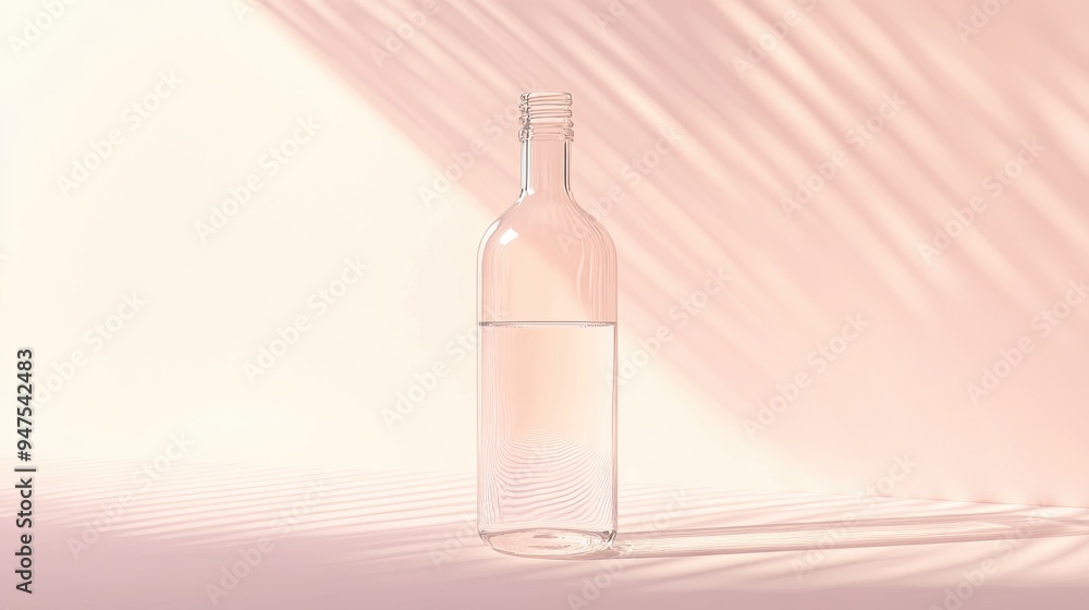 Aufkleber Clear bottle displayed on a gradient background mockup in a 3D scene