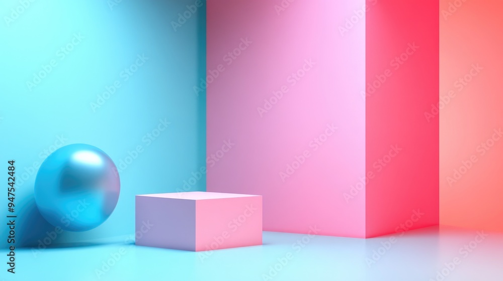 Poster Abstract minimalist background featuring 3D illustration and rendering