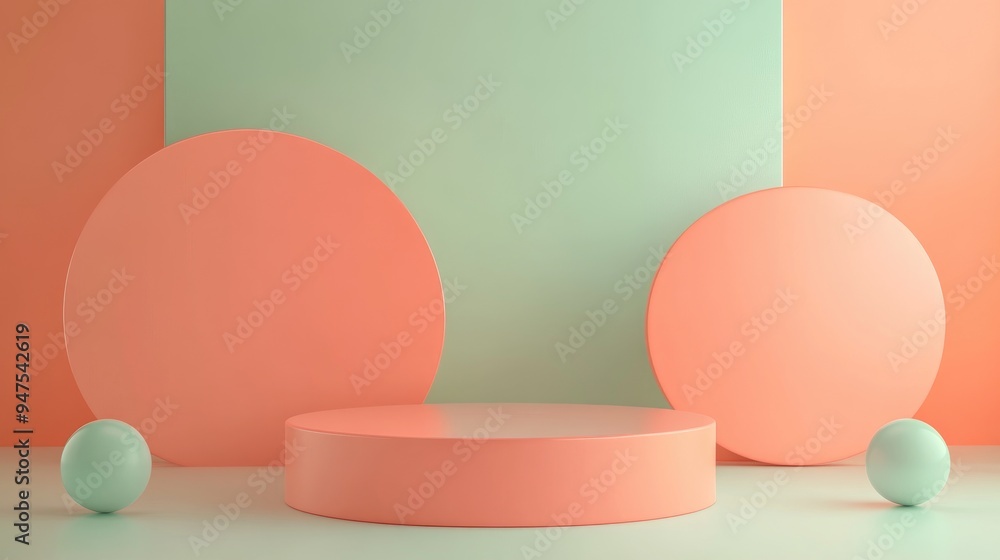 Poster Abstract mockup scene featuring geometric shape podium background for products 3D rendering