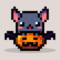 Fototapeta premium halloween bat cartoon characters in pixel art