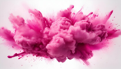Dynamic pink powder explosion, swirling cloud, textured appearance, celebratory mood.
