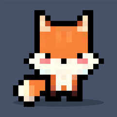 cute cartoon fox pixel art vector